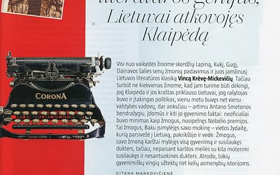 Straipsnis „V. Krėvė-Mickevičius – literatūros genijus, Lietuvai atkovojęs Klaipėdą“ – jau „Moters“ žurnale!